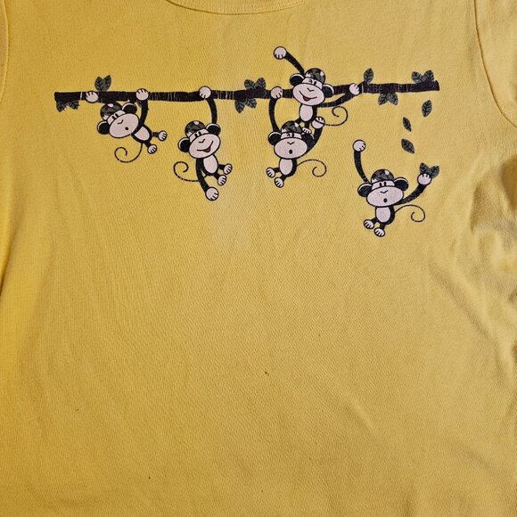 y2k Yellow McBling Girly Femi Sassy Kidcore Monkey Business Babydoll Cropped Tee - Picture 3 of 10